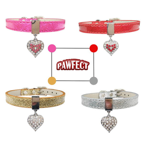 Adjustable Leather Heart  Pendant Collar