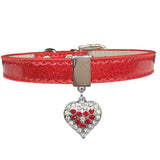 Adjustable Leather Heart  Pendant Collar