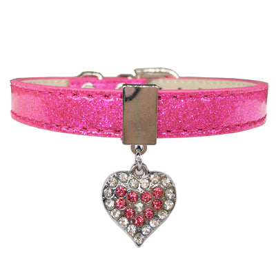 Adjustable Leather Heart  Pendant Collar