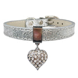 Adjustable Leather Heart  Pendant Collar