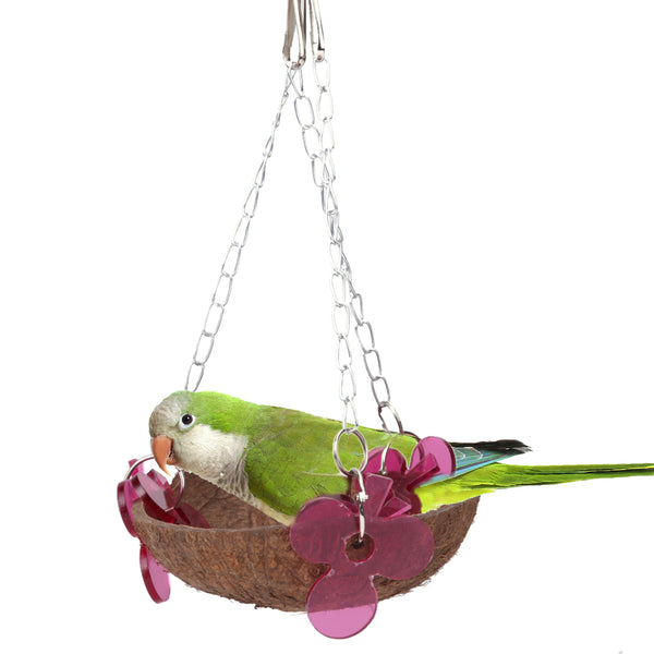 17 cm Bird Coconut Shell +Acrylic Wooden Climbing Toy