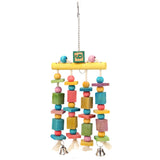 Colorful Hanging Chew Toy Bells Wood Swing Blocks