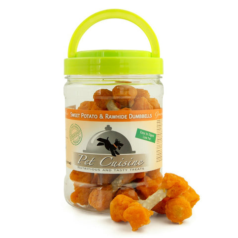 Sweet Potato & Rawhide Dumbbells Dog Snacks