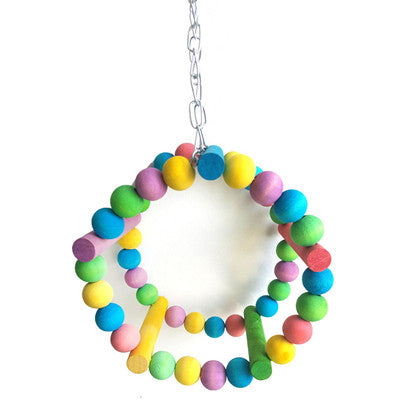 Colorful Wood Swing Ladder Bird Perches Standing Bite Toy