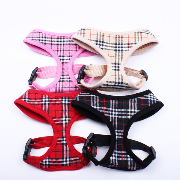 Plaid Control Harness Pet Soft Mesh Collar