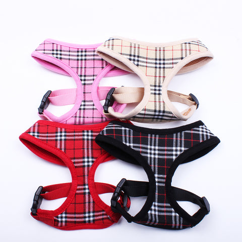 Plaid Control Harness Pet Soft Mesh Collar