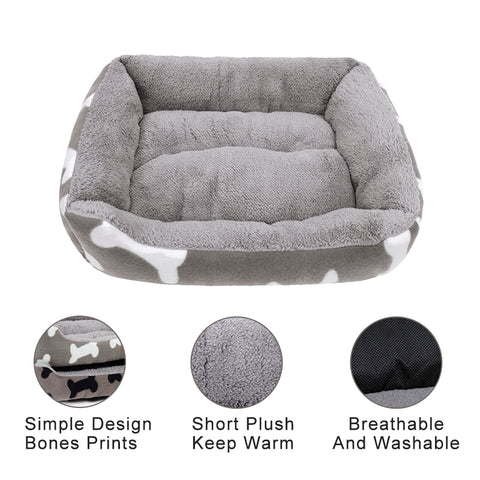 Thick Warm Dog Bone Cushion Pet Bed