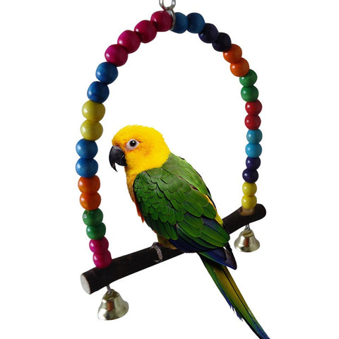 Rainbow Beads Wooden Bird Cage