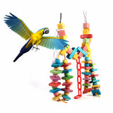 Colorful Wood Bird Bites Climb Chew Toy Hanging Parakeet