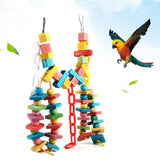 Colorful Wood Bird Bites Climb Chew Toy Hanging Parakeet