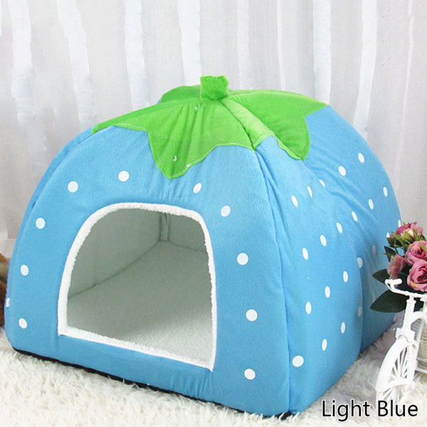 Foldable Soft Strawberry Cave Pet House