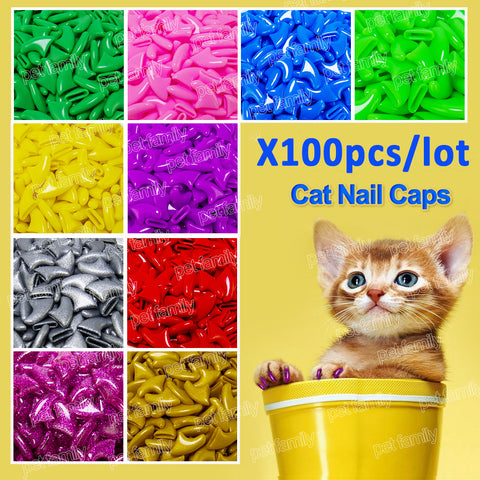 100 Pcs soft cat paw Control Nail Caps