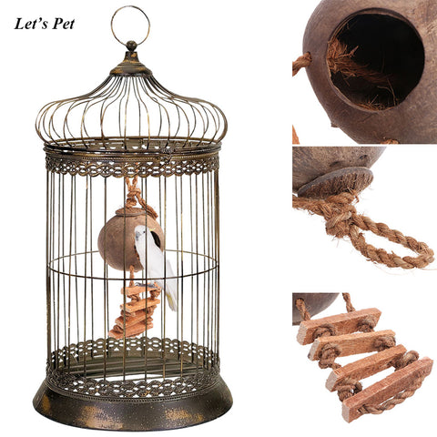 Coconut Shell Nest Ladder Pet Birds Parakreet