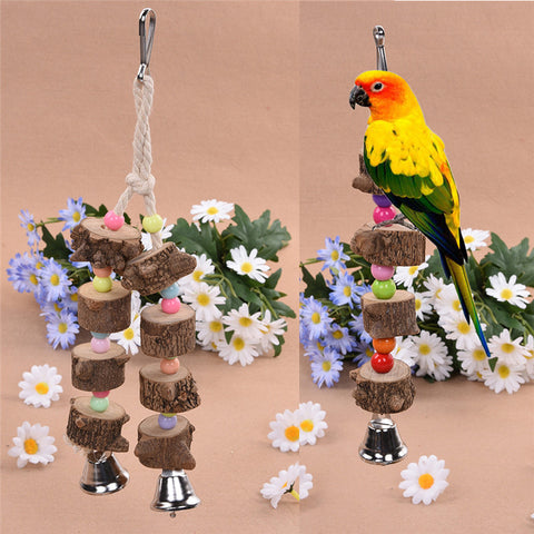 Beaded Wood Pet Birds Chew Perch Toy