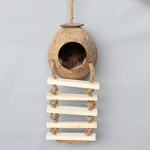 Coconut Nest Shell Wood Ladder Bird